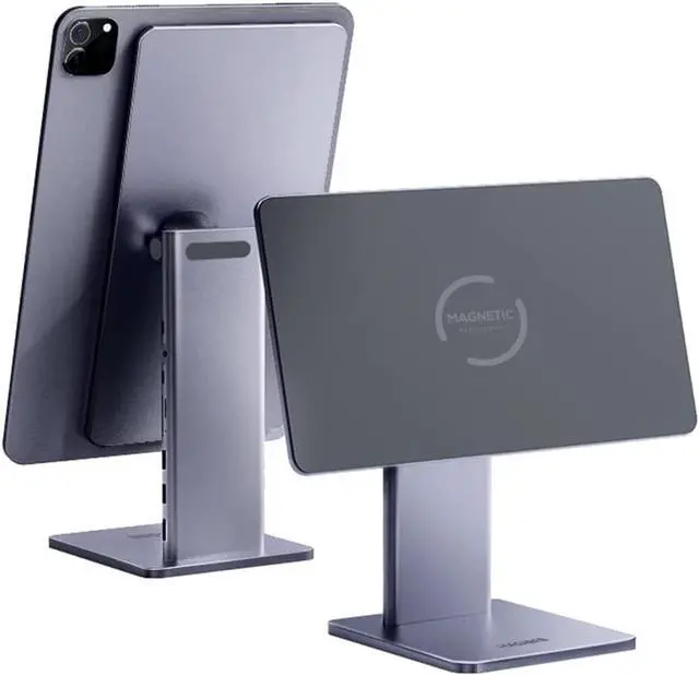Main image of Hagibis Foldable Magnetic iPad Stand with Docking Station, Adjustable Holder with 4K@60Hz HDMI, 60W PD, USB 3.0 and SD/Micro SD Hub for Apple iPad Pro 12.9\u201d 3rd/4th/5th (12.9\u201d with Hub)