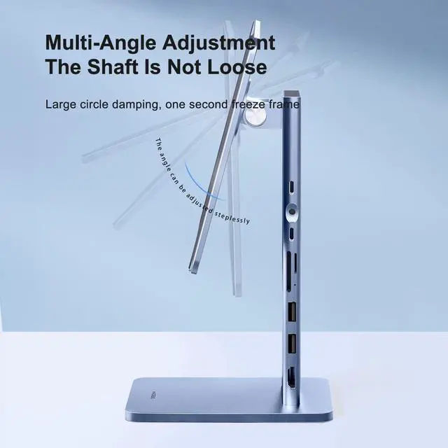 Alt view image 3 of 7 - Hagibis Foldable Magnetic iPad Stand with Docking Station, Adjustable Holder with 4K@60Hz HDMI, 60W PD, USB 3.0 and SD/Micro SD Hub for Apple iPad Pro 12.9\u201d 3rd/4th/5th (12.9\u201d with Hub)