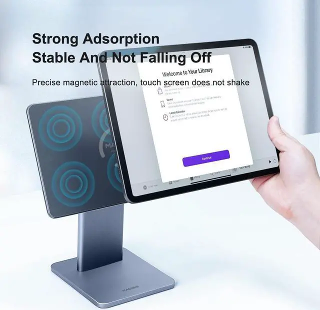 Alt view image 7 of 7 - Hagibis Foldable Magnetic iPad Stand with Docking Station, Adjustable Holder with 4K@60Hz HDMI, 60W PD, USB 3.0 and SD/Micro SD Hub for Apple iPad Pro 12.9\u201d 3rd/4th/5th (12.9\u201d with Hub)