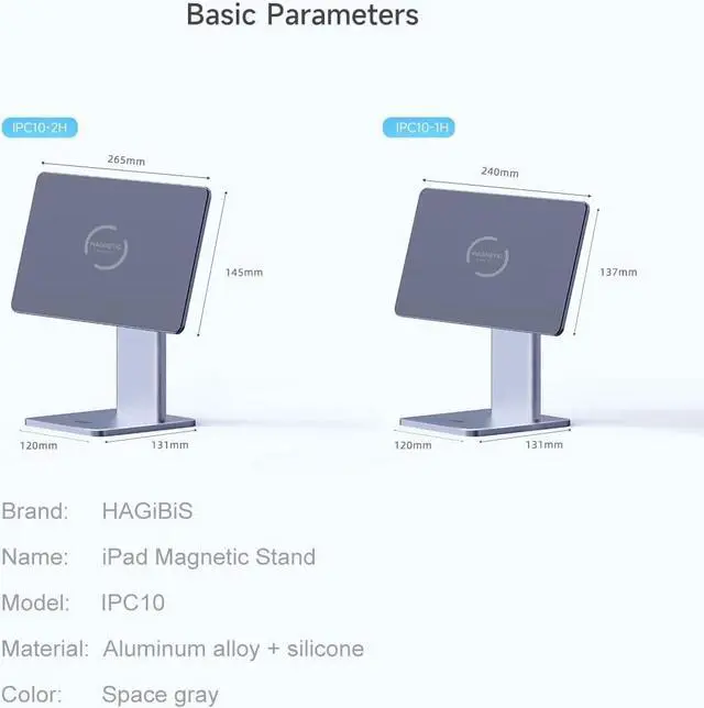 Alt view image 5 of 7 - Hagibis Foldable Magnetic iPad Stand, Adjustable Rotatable Floating iPad Pro Stand Holder for Apple iPad Pro 11 Inch 1st/2nd/3rd/4th Gen and iPad Air 10.9\u201d 4th/5th (11\u201d)