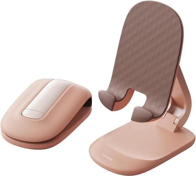 Main image of Hagibis Foldable Cell Phone Stand Desktop Cell Phone Stand Mini Adjustable Cute Phone Holder for iPhone 13/12/11 Pro Max iPad Mini Samsung Tablet (Pink)