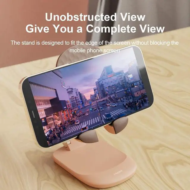 Alt view image 2 of 7 - Hagibis Foldable Cell Phone Stand Desktop Cell Phone Stand Mini Adjustable Cute Phone Holder for iPhone 13/12/11 Pro Max iPad Mini Samsung Tablet (Pink)