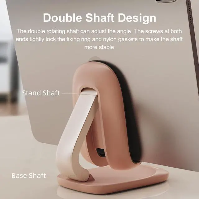 Alt view image 6 of 7 - Hagibis Foldable Cell Phone Stand Desktop Cell Phone Stand Mini Adjustable Cute Phone Holder for iPhone 13/12/11 Pro Max iPad Mini Samsung Tablet (Pink)