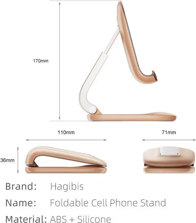 Alt view image 7 of 7 - Hagibis Foldable Cell Phone Stand Desktop Cell Phone Stand Mini Adjustable Cute Phone Holder for iPhone 13/12/11 Pro Max iPad Mini Samsung Tablet (Pink)