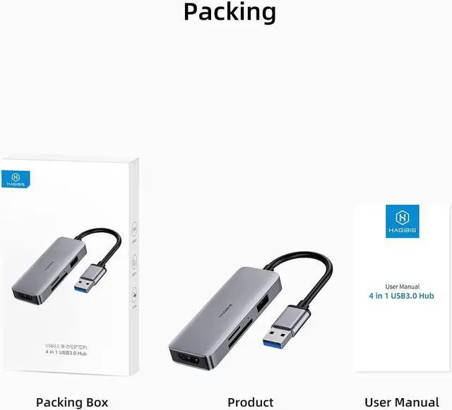 Alt view image 6 of 7 - Hagibis USB 3.0 to HDMI Adapter USB Hub Video Converter HD SD/Micro SD Card Reader Docking Station for Mac OS Windows 10/8.1/8/7
