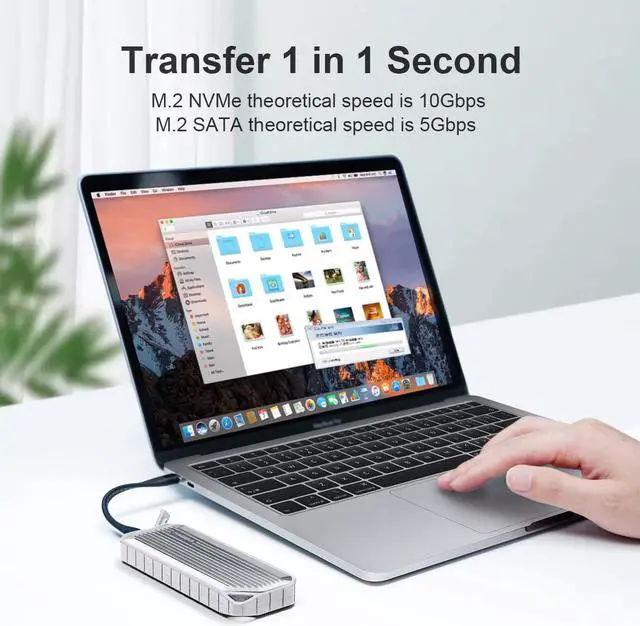 Alt view image 3 of 7 - Hagibis M.2 NVMe SATA SSD Enclosure,USB C 3.2 Gen 2 10Gbps to Aluminum M.2 External Hard Drive Enclosure Support M Key and B&M Keys 2230/2242/2260/2280 for MacBook Pro Mac Mini Studio (Silver)