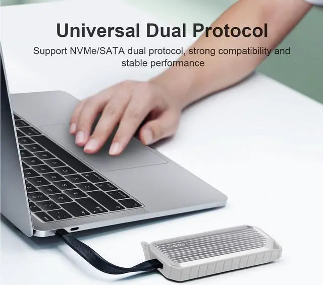 Alt view image 4 of 7 - Hagibis M.2 NVMe SATA SSD Enclosure,USB C 3.2 Gen 2 10Gbps to Aluminum M.2 External Hard Drive Enclosure Support M Key and B&M Keys 2230/2242/2260/2280 for MacBook Pro Mac Mini Studio (Silver)