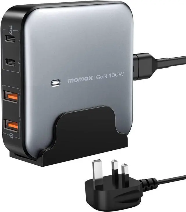 Main image of MOMAX USB C Charging Station, 100W GaN USB C Charger with 6.56ft Cord, Fast USB C PD Charger Hub with 2USB-C, 2USB-A, PPS, QC, Desk Charging Station for iPhone14/13/12, MacBook Pro/Air, Laptop, etc