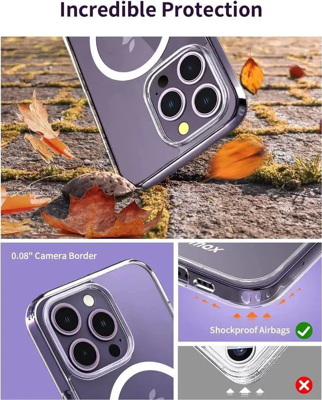 Alt view image 5 of 7 - MOMAX Magnetic Phone Case, Clear Magnet Phone Case Compatible with Magsafe Case for iPhone 14 Pro Max, Slim iPhone 14 Pro Max Case with Magnet, Anti-Scratch/Anti-Drop Protection, Non Yellowing