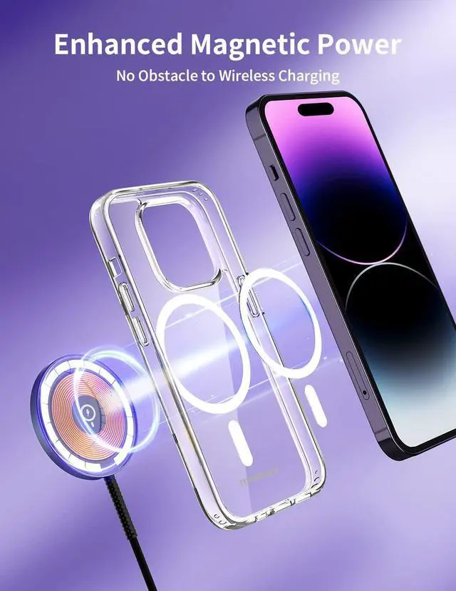 Alt view image 3 of 7 - MOMAX Magnetic Phone Case for iPhone 14 Pro (Clear), Glass Screen Protector for iPhone 14 Pro HD 0.3mm 9H Hardness Scratch Resistant Bubble Free Tempered Glass Film for iPhone 14 Pro