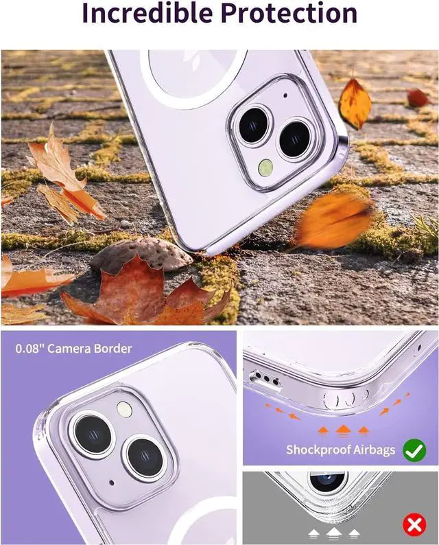 Alt view image 4 of 7 - MOMAX Magnetic Phone Case, Clear Magnet Phone Case Compatible with Magsafe Case for iPhone 14 Plus, Slim iPhone 14 Plus Case with Magnet, Anti-Scratch/Anti-Shock/Anti-Drop Protection, Non Yellowing