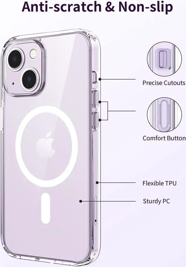 Alt view image 6 of 7 - MOMAX Magnetic Phone Case, Clear Magnet Phone Case Compatible with Magsafe Case for iPhone 14 Plus, Slim iPhone 14 Plus Case with Magnet, Anti-Scratch/Anti-Shock/Anti-Drop Protection, Non Yellowing