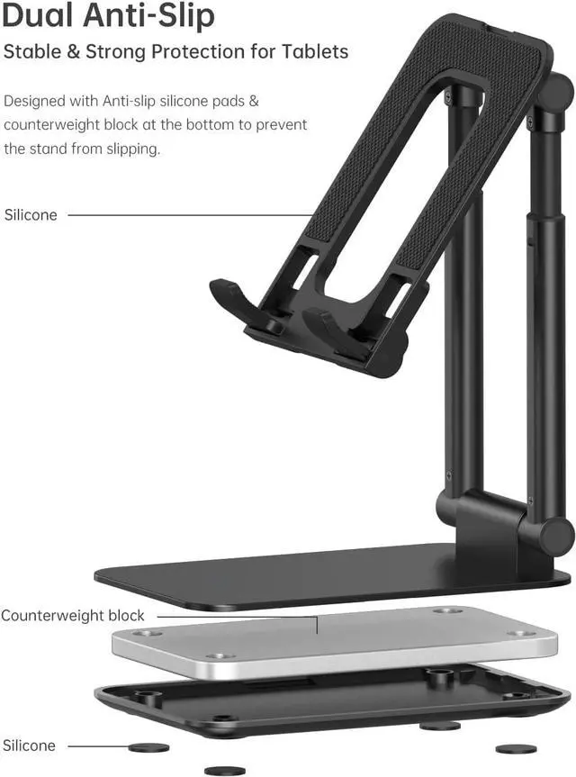 Alt view image 6 of 7 - MOMAX Cell Phone Stand, Phone Holder - Fully Foldable & Height Adjustable Mobile Stand for Desk, Compatible with iPhone 14 13 12 Mini Pro Max, iPad, Galaxy, Kindle, Switch, Phones & Tablets (4-10")