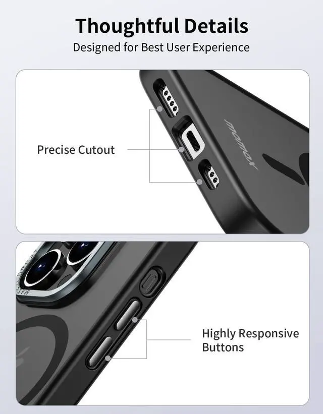 Alt view image 7 of 7 - MOMAX Magnetic Phone Case, Translucent Matte Magnet Phone Case with Aluminum Alloy Camera Frame, Slim iPhone 14 Pro Max Case with Magnet, Compatible with Magsafe Case for iPhone 14 Pro Max