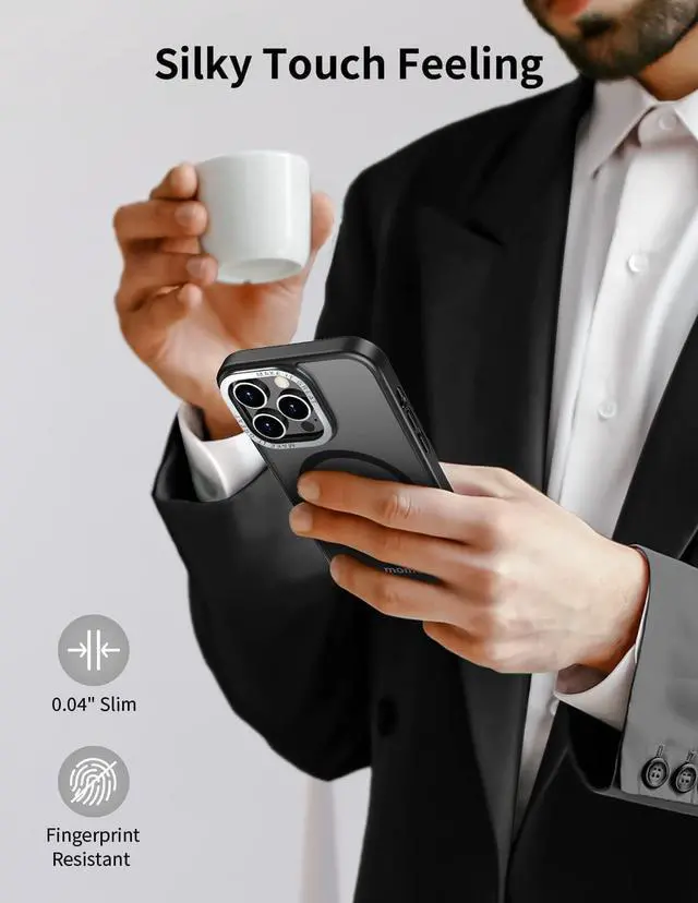 Alt view image 6 of 7 - MOMAX Magnetic Phone Case, Translucent Matte Magnet Phone Case with Aluminum Alloy Camera Frame, Slim iPhone 14 Pro Max Case with Magnet, Compatible with Magsafe Case for iPhone 14 Pro Max