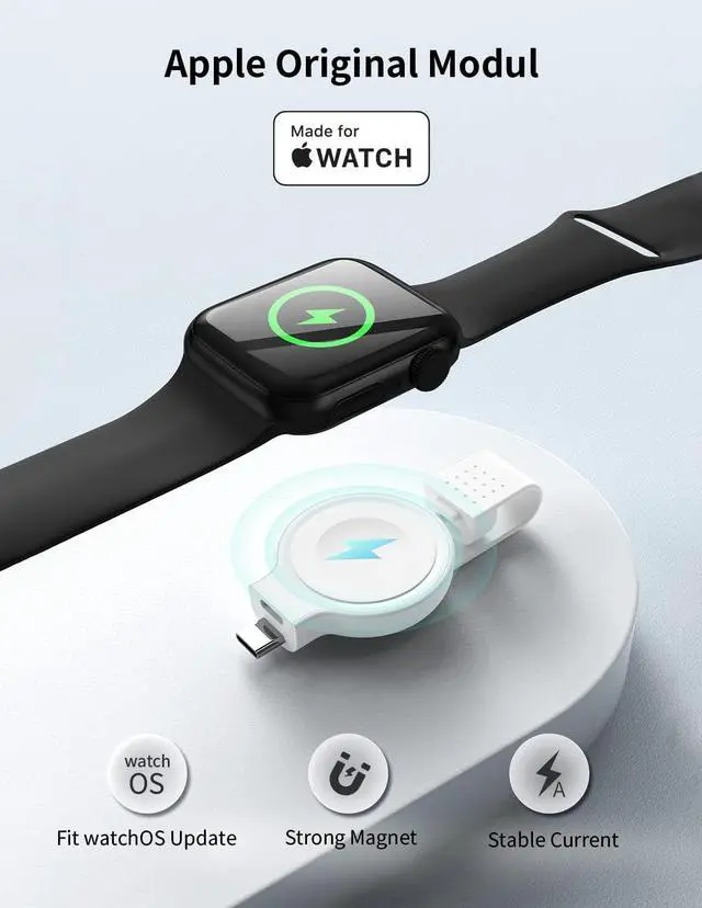 Alt view image 2 of 7 - MOMAX Portable Apple Watch Charger, MFi Certified Magnetic USB C Apple Watch Charger, Fast Wireless Apple Watch Charger, Travel Cordless Charger for Apple Watch Series 8 7 6 5 4 3 2 1/SE (White)