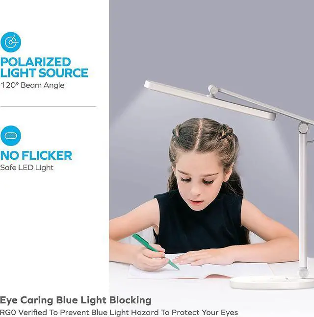 Alt view image 4 of 7 - MOMAX LED Desk Lamp with 15W Wireless Charger, Eye-Caring Table Lamp with Light Sensor, 1000 Lumens, 10W USB Charging Port, Foldable & Rotatable, Desk Light for Home Office, Reading, Studying (White)