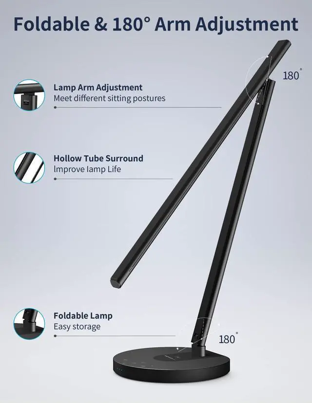 Alt view image 5 of 7 - MOMAX LED Desk Lamp with Wireless Charger, Modern Smart Desk Lamp with USB Charging Port, Eye-Caring Desk Lamps for Home Office, Voice or Touch Control Desk Light with 10W Fast Wireless Charge