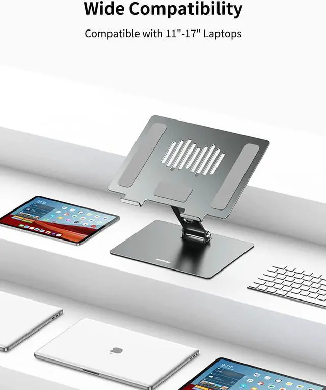Alt view image 5 of 7 - MOMAX Adjustable Laptop Stand, Portable Laptop Stand Adjustable Height Ergonomic Computer Stand Holder Lift for Desk Compatible with MacBook Air Pro, Dell XPS, HP All Laptops (11-17'') Dark Grey