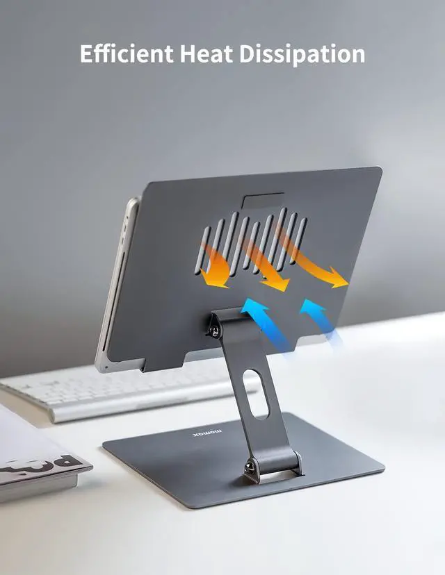 Alt view image 7 of 7 - MOMAX Adjustable Laptop Stand, Portable Laptop Stand Adjustable Height Ergonomic Computer Stand Holder Lift for Desk Compatible with MacBook Air Pro, Dell XPS, HP All Laptops (11-17'') Dark Grey
