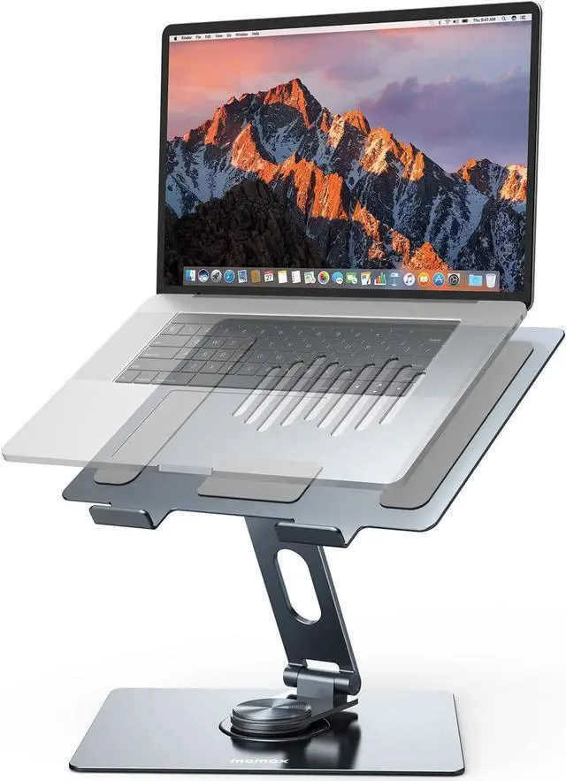 Main image of MOMAX Adjustable Laptop Stand, Adjustable Computer Stand with 360 Rotating Base for Collaborative Work, Swivel Laptop Stand Holder for Desk, Ergonomic Laptop Stand Riser for MacBook/All 11-17"Laptops
