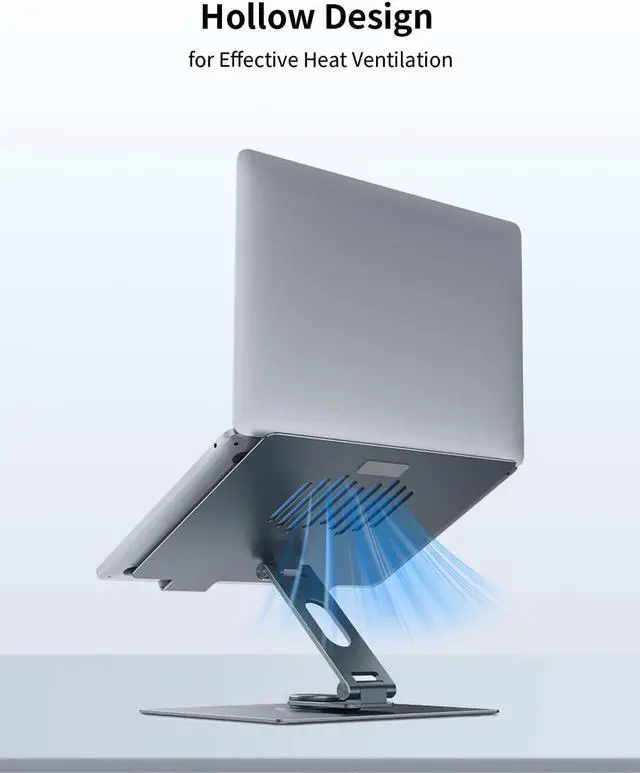 Alt view image 6 of 7 - MOMAX Adjustable Laptop Stand, Adjustable Computer Stand with 360 Rotating Base for Collaborative Work, Swivel Laptop Stand Holder for Desk, Ergonomic Laptop Stand Riser for MacBook/All 11-17"Laptops