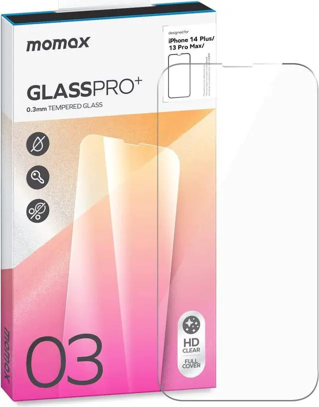 Main image of MOMAX Glass Screen Protector for iPhone 14 Plus HD 0.3mm 9H Hardness Scratch Resistant Bubble Free Tempered Glass Film for iPhone 14 Plus