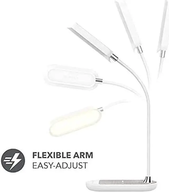 Alt view image 3 of 7 - MOMAX LED Desk Lamp with Wireless Charger, Flexible Gooseneck Table Lamp, 3 Color Modes, Touch Control, Dimmable, Small Eye-Caring Table Light for Kids Home Office Living Bedroom Study (White)
