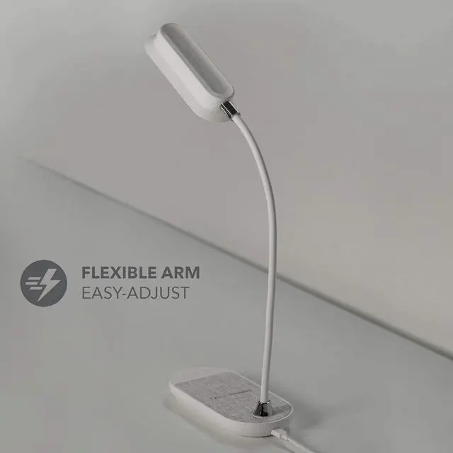 Alt view image 5 of 7 - MOMAX LED Desk Lamp with Wireless Charger, Flexible Gooseneck Table Lamp, 3 Color Modes, Touch Control, Dimmable, Small Eye-Caring Table Light for Kids Home Office Living Bedroom Study (White)