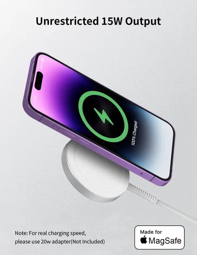 Alt view image 3 of 7 - MOMAX Magnetic Wireless Charger, 15W Fast Wireless Charging Pad USB C Wireless Charger for iPhone 14/Plus/13/12/Pro/Pro Max/AirPods Pro