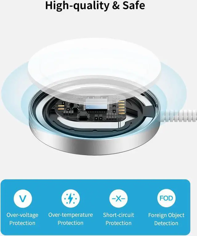 Alt view image 7 of 7 - MOMAX Magnetic Wireless Charger, 15W Fast Wireless Charging Pad USB C Wireless Charger for iPhone 14/Plus/13/12/Pro/Pro Max/AirPods Pro