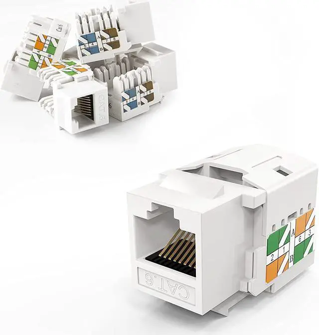Main image of CableCreation 5-Pack Cat6 RJ45 Keystone Jack Module Connector Network Coupler Ethernet Wall Jack, White