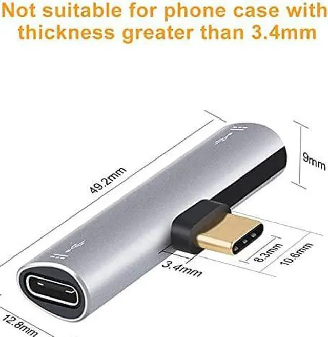 Alt view image 6 of 7 - USB Type C Splitter, CableCreation 2-in-1 USB C Audio and PD 60W Fast Charging, Compatible with New iPad Pro, MacBook Air, Galaxy Note 10, S9, S10, S20, S21 Ultra, Pixel 2 3 XL, Aluminum Gray