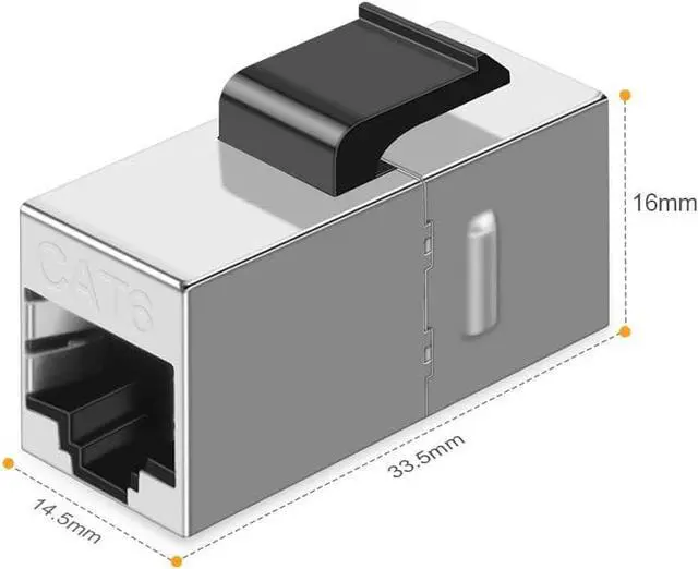 Alt view image 6 of 7 - CableCreation 10-Pack Cat6 Shielded Inline Modular Coupler with Keystone Latch, RJ45 Modular Coupler for Panel Connection,Cat6 8P/8C Female to Female Class D