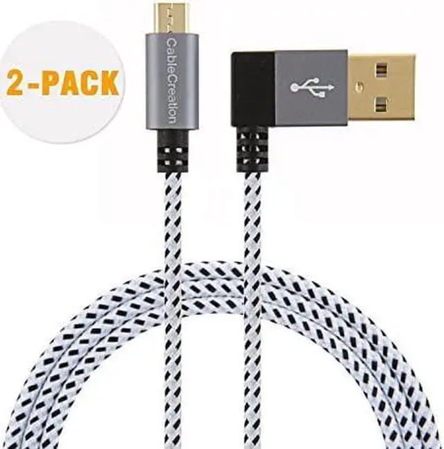 Main image of CableCreation [2-Pack] 6.5 Feet Right Angle USB 2.0 Charging Data Cable, 90 Degree USB A to Micro USB Cable, Compatible Android Smart Phones, Galaxy S7 Edge, Moto G5, PS4, 2M, Space Gray