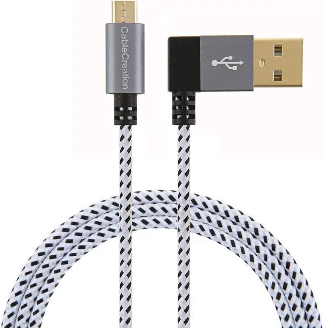 Main image of CableCreation [2-Pack] 10 Feet L Shape USB 2.0 Charging Data Cable, Right Angle USB A to Micro USB Cable, Compatible Android Smart Phones, Galaxy S7 Edge, Moto G5, PS4, 2M, Space Gray