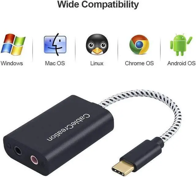 Alt view image 7 of 7 - CableCreation 3.5mm Aux Cable Bundle with USB-C Microphone and Headphone Adapter, Compatible with Phone, Mac Mini, Microsoft Surface, Car Stereo and More