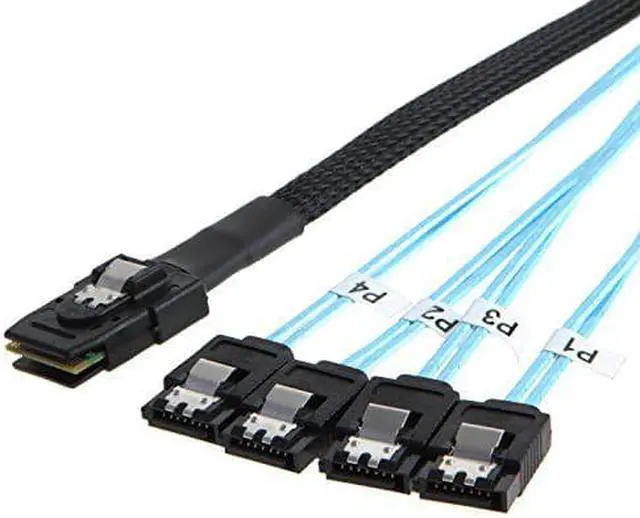 Main image of CableCreation [Reversed Cable] Mini SAS 36Pin (SFF-8087) Male to 4 SATA 7Pin Female Cable, Mini SAS (Target) to 4 SATA (Host) Cable, 0.5M, 1.6 Feet