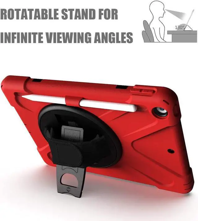 Alt view image 4 of 7 - iPad 10.2 inch Rugged Case Red and 2 Pack Anti Blue Light Tempered Glass Screen Ptotector(iPad 9th/8th/7th Generation)