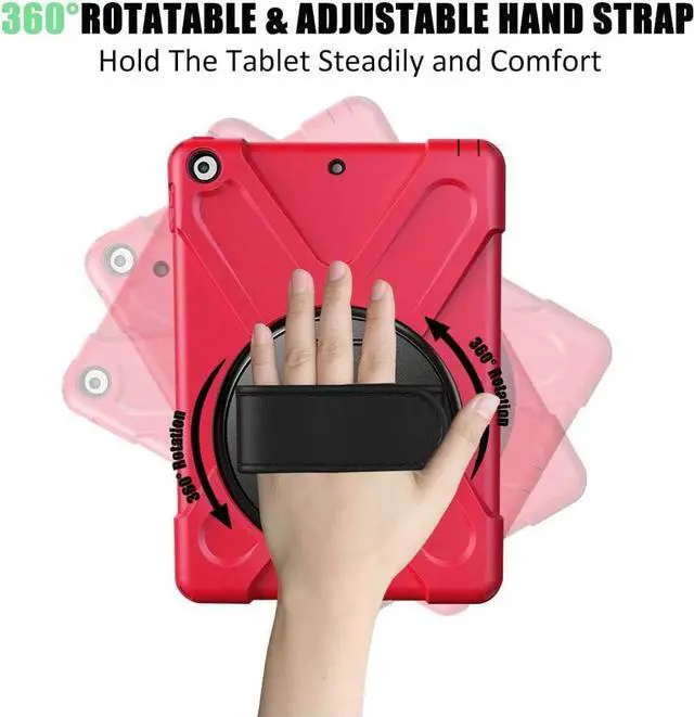 Alt view image 6 of 7 - iPad 10.2 inch Rugged Case Red and 2 Pack Anti Blue Light Tempered Glass Screen Ptotector(iPad 9th/8th/7th Generation)