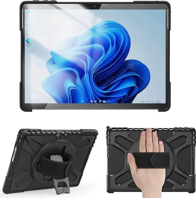 Main image of Bundle- Surface Pro 9 Case 13 inch 2022 with Tempered Glass Screen Protector, Black