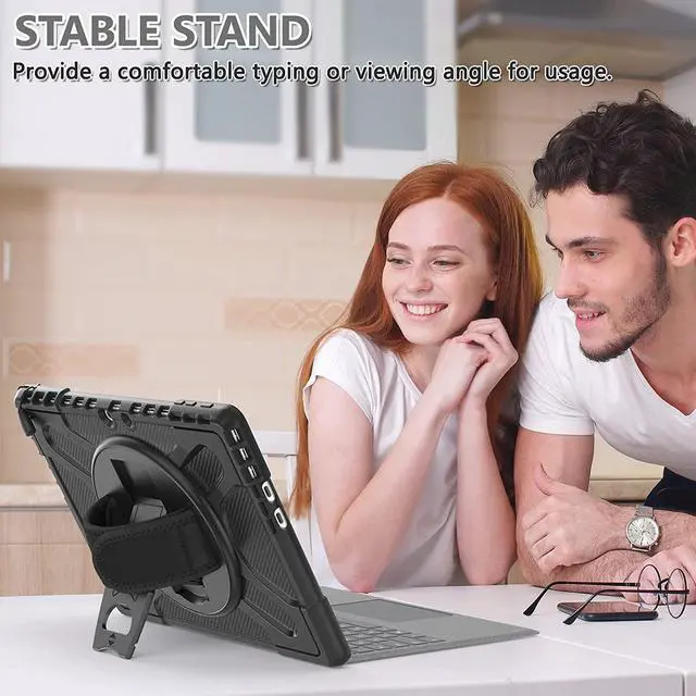 Alt view image 5 of 7 - Bundle- Surface Pro 9 Case 13 inch 2022 with Tempered Glass Screen Protector, Black
