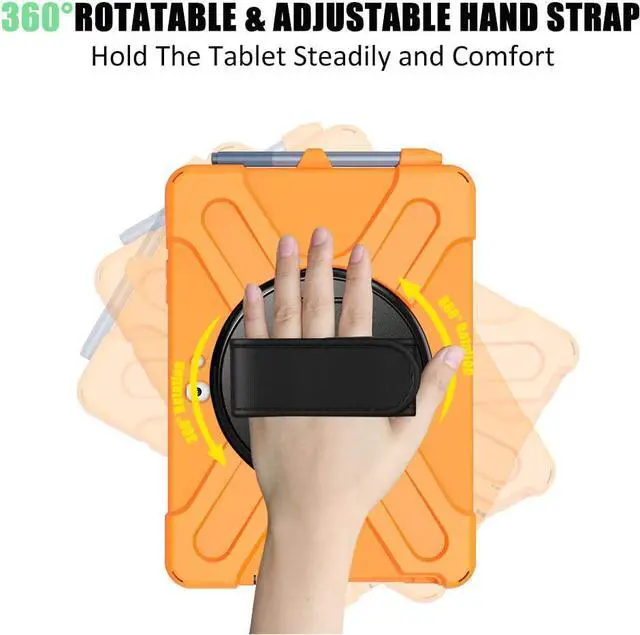 Alt view image 4 of 7 - Surface Go 3 Case 2021, Surface Go 2 Case 2020, Surface Go Case 2018 with Pen Holder Heavy Duty Shockproof Rugged Case with Stand Hand Strap and Shoulder Belt for Surface Go-Orange