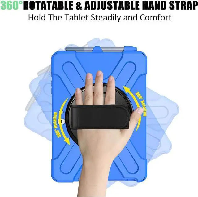 Alt view image 4 of 7 - Surface Go 3 Case 2021, Surface Go 2 Case 2020, Surface Go Case 2018 with Pen Holder Heavy Duty Shockproof Rugged Case with Stand Hand Strap and Shoulder Belt for Surface Go-Blue