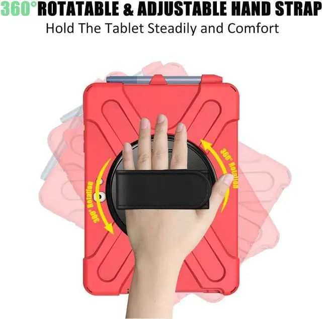 Alt view image 4 of 7 - Surface Go 3 Case 2021, Surface Go 2 Case 2020, Surface Go Case 2018 with Pen Holder Heavy Duty Shockproof Rugged Case with Stand Hand Strap and Shoulder Belt for Surface Go-Red