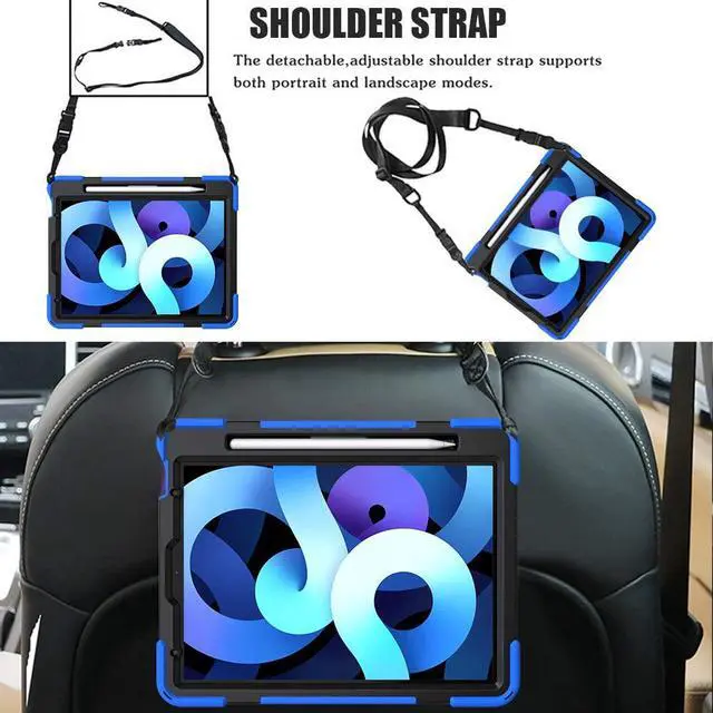 Alt view image 4 of 7 - iPad Air 5th/4th Generation Case 2022/2020, iPad 10.9 inch Case with Screen Protector Stand Hand Strap Shoulder Belt for iPad 10.9 inch/iPad Pro 11 inch 2020/2018,Purple