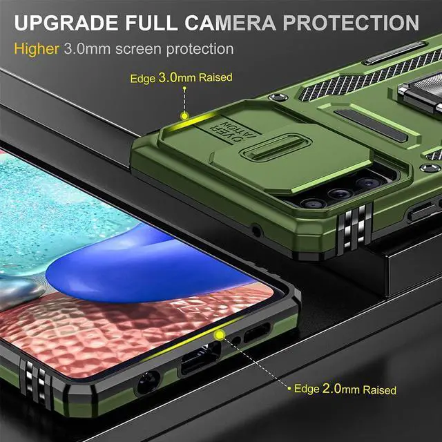 Alt view image 5 of 7 - Rugged Case for Samsung Galaxy A71 5G with Tempered Glass Screen Protector, Slide Camera Cover & Kickstand Case Dual Layer Military Grade Protective with Magnetic Holder, Navy Blue