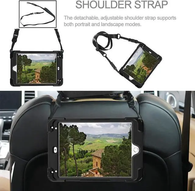 Alt view image 3 of 7 - iPad Mini 4 Case,iPad Mini 5 Case with Pencil Holder,Hand Strap and Shoulder Belt Heavy Duty Shockproof Rugged Case for iPad Mini 4/5 7.9 inch (Black)