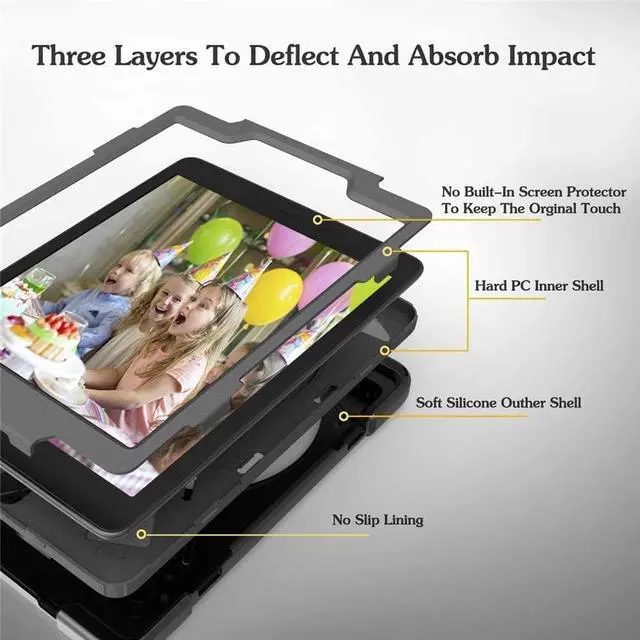 Alt view image 6 of 7 - iPad Mini 4 Case,iPad Mini 5 Case with Pencil Holder,Hand Strap and Shoulder Belt Heavy Duty Shockproof Rugged Case for iPad Mini 4/5 7.9 inch (Black)