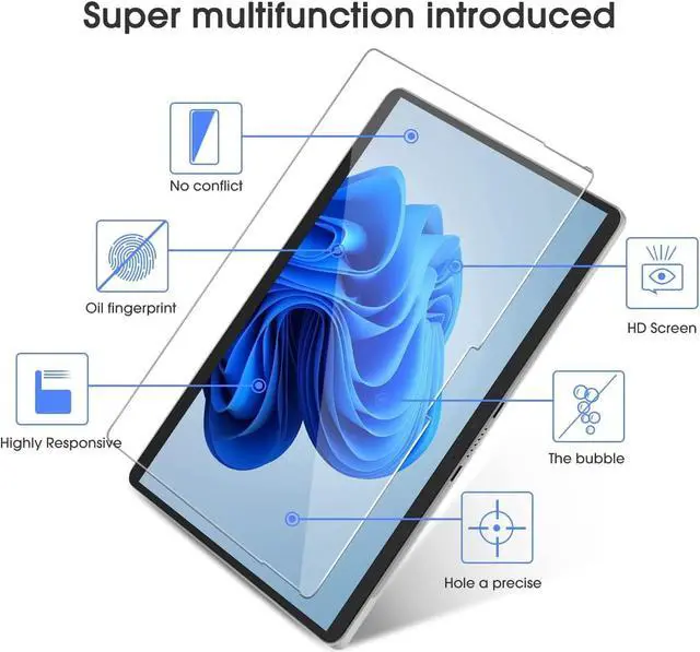 Alt view image 2 of 7 - Bundle- Surface Pro 9 Case 13 inch 2022 with Tempered Glass Screen Protector, Black